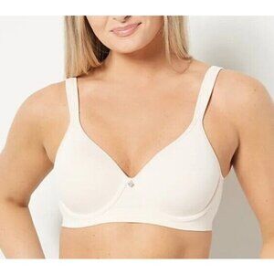 Breezies Lace Effects Full Coverage Seamless Underwire Bra Champagne, 44 C